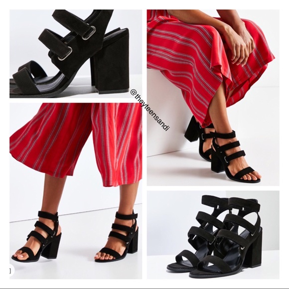 Urban Outfitters Shoes - Urban Outfitters Black Suede Strappy Heels